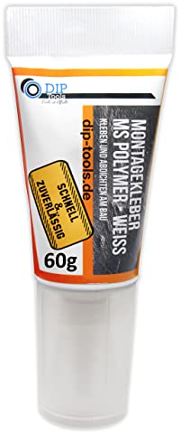 DIP-Tools Montagekleber extra stark I kleben & abdichten, Baukleber Leistenkleber Kleber Klebstoff, für innen & außen, wasserfest schnellhärtend, Universalkleber Tube (transparent, 1x100ml)