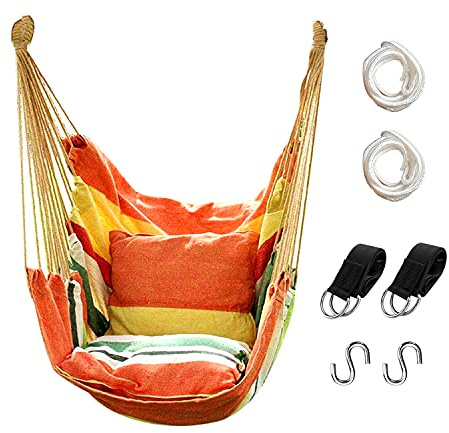 Hommtina Fauteuil suspendu, balançoire, charge maximale : 136 kg, fauteuil suspendu avec sac, parfait pour l'extérieur, la maison, la chambre à coucher, la terrasse, la cour (coussin non inclus