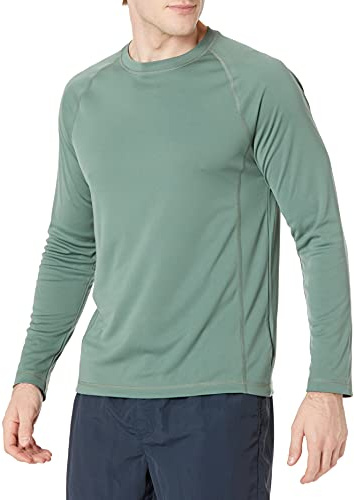 Amazon Essentials Camiseta de Bañador, de Secado Rápido y Manga Larga Hombre, Verde, L