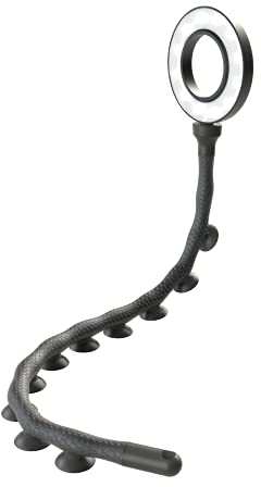 DigiPower Anneau Lumineux Flexible Twist 3 avec 10 ventouses pour Un Maintien Optimal sur PC, Ordinateur Portable, Tablette et Miroir Noir
