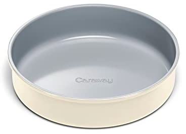 Caraway 9” Circle Pan - Non-Stick Ceramic Coating - Free From Forever Chemicals - Perfect for Birthday Cakes, Tartes, & More - Cream