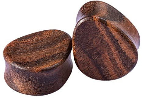 Homxi Set di Dilatatori 2 PCS 16mm Set Dilatatori Lobo Plug,Orecchini di Legno Dilatatore 5/8 inch Goccia d'Acqua Dilatatori Lobo Set Marrone