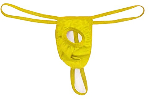 VemeFufu Homme String Tongs Tanga Slip Mankini Taille Unique Couleur Jaune (LuJJ-C-DingZi-Huang)