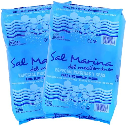Llofer 2SEL25KG, 2 Beutel mit feinem Regeneriersalz für Pool (schnelle Auflösung) – 25 kg