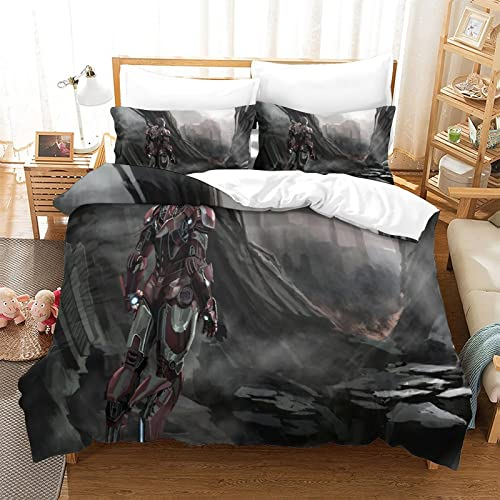 Bedding Sets Double Size Bedding Iron Man Printed Duvet Cover Soft Hypoallergenic Microfiber Quilt Cover with Pillowcase with Zipeer Closure for in Kids Teens Adults