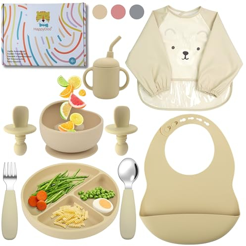 HappyDoo | Baby Geschirrset | Baby Teller Set | Baby Geschirrset mit Saugnapf | Baby Geschirr | BPA FREI | Fruchtsauger Baby Geschenk | Babygeschirr Set | Im Geschenkkarton | Teller baby mit Saugnapf