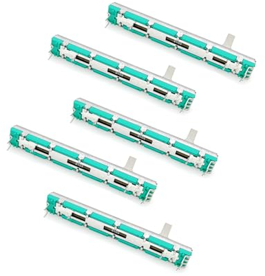 JZK 5 Stück 75 mm B103 10 K Ohm Schiebepotentiometer Bilinear 10 K elektronisches Potentiometer, 10 K Mixer Fader B10 K Dual Straight Slide Potentiometer B103