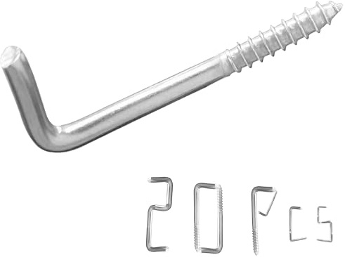 soimuk 304 Stainless Steel 2 in Screw-in Hooks 20 Pcs,7 Shape Screw Hooks,Right Angle Medal Hooks l Shaped Screw in Hooks for Hanging