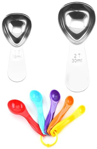 2 cucchiaini da caffè in acciaio inox e 5 cucchiai per misurino, cucchiai per bilancia, cucchiai da caffè, cucchiaini da latte in polvere