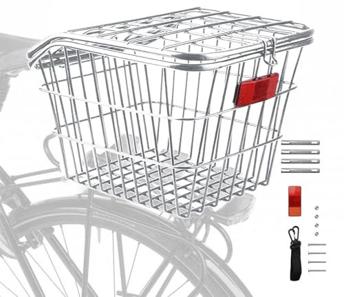 Hinterradkorb | Metall großer Fahrradträger | Rahmen Fahrradkorb hinten | Rahmen Fahrrad Korb hinten Fahrrad Fahrrad Ablage Schultasche Fahrrad Aufbewahrungskorb für Tasche Rucksack Cargo Hard