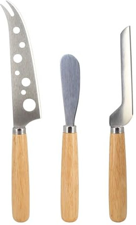 MENASTYL - Lot de 3 couteaux à fromage avec manche en bois d'hévéa - 4725326