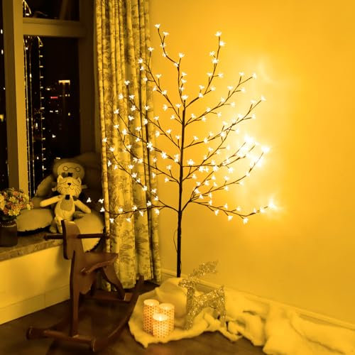 CCLIFE LED Lichterbaum 150cm, LED Baum, Innen und Außen weihnachtsdeko, Kirschblütenbaum Lichterdeko, Warmweiß, IP44, 150 LEDs Deko