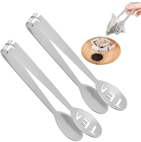 Pinces À Presser Les Sachets De Thé | 2 Pièces Presse-thé Pour Sachets De Thé | Cuillère À Pince Pour Sachet De Thé En Acier Inoxydable | Pince À Presser Polyvalente Pour Saisir Des Glaçons, Thé Et Su