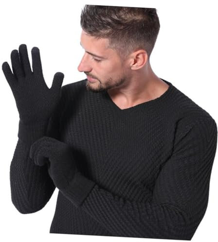 WRITWAA Warme Touchscreen-handschuhe Für Herren Gestrickte Plüschhandschuhe Als Winterhandschuhe Umfassender Schutz Für Sichere Aktivitäten Winddicht Und Waschbar