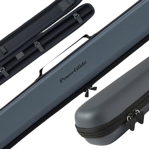PowerGlide Svartur Étui pour queue de billard ou de billard Design moderne EVA doux au toucher Poignée et bandoulière Intérieur en mousse de protection Poches pour accessoires Compatible avec 2 queues