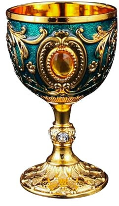 Generisch Mittelalterlicher Weinkelch aus Metall, Handgefertigt, Vintage-Design, Dekorativer Trinkbecher für Zuhause und Bar (Green)