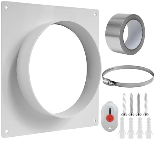 Tubos di ventilazione da 150 mm, adattatore per tubo di scarico, flangia per parete, raccordo per tubo, raccordo per sistema di climatizzazione, in plastica, raccordo per canale di ventilazione, tubo
