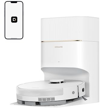 dreame D20 Pro Plus Robot Vacuum, 13,000Pa Suction, DuoBrush for Pet Hair, Corner Cleaning, Self-Emptying, LDS Navigation & Laser Avoidance, 2-in-1 Vacuum&Mop, Hard Floors&Carpets, 5,200mAh Battery