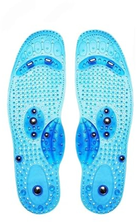 Magnetiska massageinnersulor fot akupressur sko dynor terapi bantning innersulor för viktminskning man kvinnor unisex (ljusblå, L EU41-45)