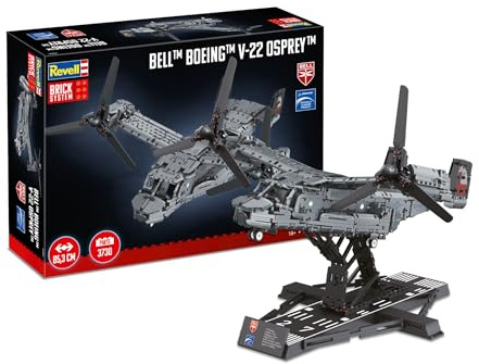 Revell tegelsystem 00961 Bell Boeing V-22 Osprey – tegelmodellsats – 1:25 skala obyggd, 85,3 cm i bredd, 3 730 stycken, inkluderar displaystativ och klistermärken för dekoration