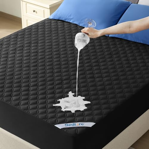 BEDLORE Waterproof Super King Mattress Protector, Breathable TPU, Black | Extra Deep Pocket, Brushed Microfiber, Hypoallergenic, Noiseless, Oeko-Tex Mattress Cover, Machine Washable