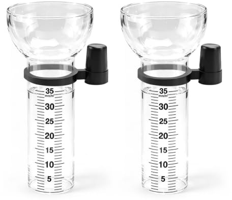 SCBOY Juego de 2 Pluviómetro Exterior con Soporte y Escala de 1 a 35 mm para Medir con Precisión para Medir con Precisión Las Precipitaciones En Patios Terrazas Céspedes Jardines
