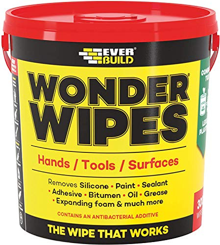 5 X Everbuild Giant Wonder Wipes Multi Purpose Hand Wipes - 300 Tub