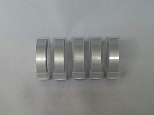 Motex Dymo Compatible Embossing Tape - 5 Pack - Silver Tape