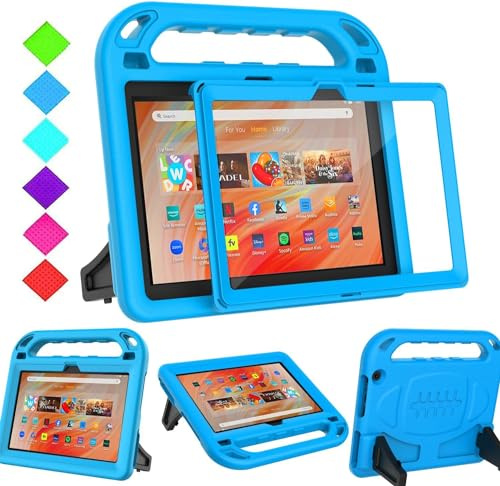BMOUO Barnfodral för Fire HD 10 och Fire HD 10 Plus surfplatta (11:e generationen, 2021-utgåva), med skärmskydd, stöttåligt handtag, barnfodral för Amazon Fire HD 10 surfplatta och Fire HD 10 Plus,