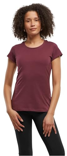 Build Your Brand Damen Basic Tee – Figurbetontes Baumwoll T-Shirt mit Rundhalsausschnitt & kurzen Ärmeln, ideal für Alltag, Freizeit & Veredelung,Burgundy,XXL