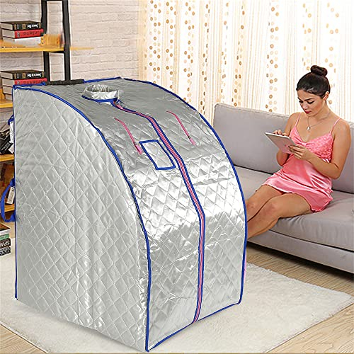 MINGYI Sauna Infrarouge à Sec Portable et Pliable, Sauna Complet du Corps, avec Chaise Pliable et Télécommande, Personnel Sauna pour la Maison, 80×70×98 cm (Argent)