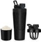 ROCKY&CHAO Protein Shaker Bottle with MixBall and Filter - 700ML Shaker Bottle with 200ML Storage - Leak-proof BPA-free Carry-handle, Ideal Shaker for Protein Shakes for Fitness Men and Women