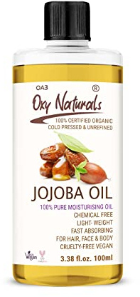 Oxy Naturals Organic Jojoba Oil 100 ml | Cold-Pressed & Vitamin E Rich | Ideal for Skin Cleansing, Dry Skin & Hair Care | Hypoallergenic & Vegan Certified | Made in the UK