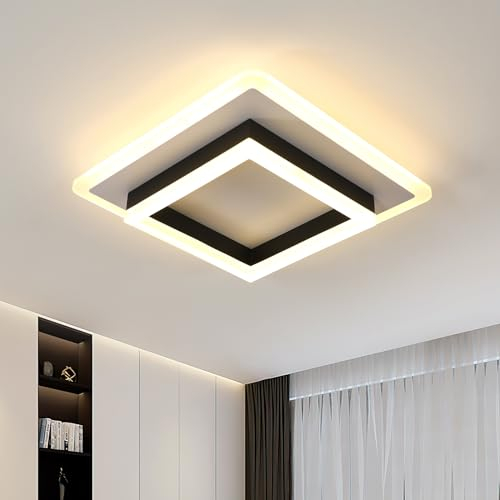 Plafoniera LED, 30W 3250LM Lampada da Soffitto Moderna, Plafoniere Design Quadrata, Lampadario acrilico bianca per Camera da Letto Cucina Bagno Corridoio, Luce Bianco Caldo 3000K
