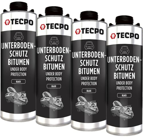 TECPO 4 x 1 litro di protezione per sottoscocca bitume nero antifurto UBS vernice auto
