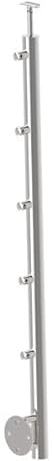 Sellon24® Poteau de balustrade en acier inoxydable - Ancrage latéral - Diamètre 42,4 mm - Hauteur : 1000 mm - Avec 5 supports de barre transversale - Diamètre 12,0 - Pour garde-corps V2A poli K320 -