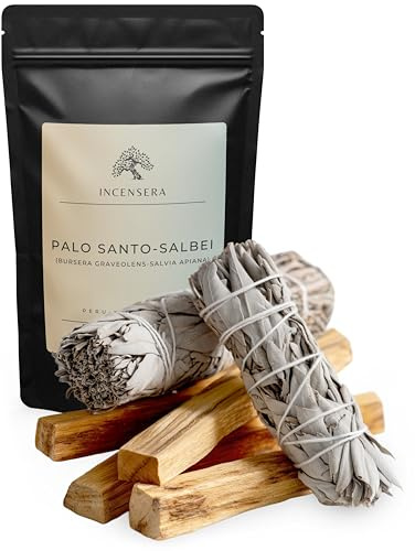 Incensera 4 er Palo Santo 2 er Weißer Salbei Räucherset - Perfekt für Reinigungsrituale und Aromatherapie