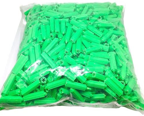 TopHomer 200Pcs M8 Green Plastic Drywall Screw Anchor Plugs, Expansion Fixings for Porous Bricks, Aerated Concrete, and Wall Materials
