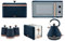 Tower Cavaletto Midnight Blue 1.7L 3KW Pyramid Kettle, 2 Slice Toaster, 800W 20L Microwave, Bread Bin & Canisters. Matching Kitchen Set of 7 in Midnight Blue with Rose Gold Accents