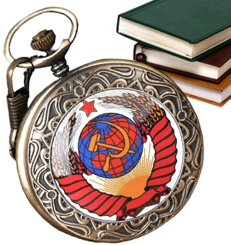 Opilroyn Fickur klocka, fickur för män, arabiska siffror-skalor vintage klocka – präglade modetillbehör, pentagram veteklocka med kedja för män kvinnor