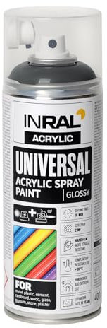 INRAL Pintura en aerosol – Gris antracita mate RAL7016 Universal 400 ml Spray Spray para metal, plástico, madera y piedra – Pintura resistente a la lluvia y a los rayos UV para interiores y exteriores