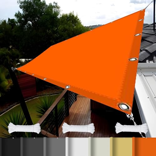 Vela Sombra 6 x 8.5 m Resistente Al Agua con Ojales y Cuerdas Rayos UV HDPE Toldo Vela Sombra Sombra Paño para Plantas Flores, Naranja