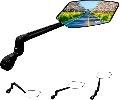 Homieway Cykelspegel, ny vikbar cykelbackspegel, justerbar spegelspak, HD-cykelspegel av äkta glas, 360° vridbar stor elsparkcykel, spegel för elcykelstyre, höger (22,2–25,4 mm)