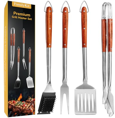 FamilyKit 4PCS Grilling Accessories Rose Wooden BBQ Grilling Tools Set