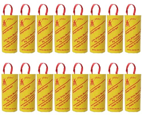 Conipa® – 16 limrullar 1 gult klistermärke flugfälla mot myggor och fruktflugor – självhäftande fälla, gultavla, frukt-flugfälla (insekter av alla ) – flugfångare inomhus och blomkruka