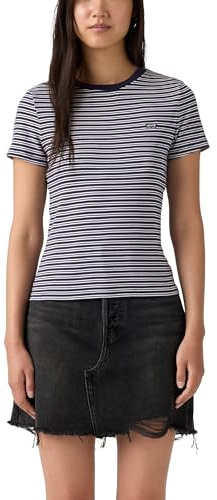 Levi'S Essential Hm SS - Camiseta para Mujer, diseño de Rayas Mila, Talla L