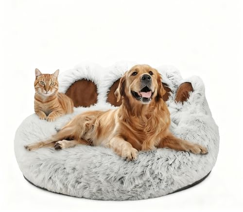 SHJOEE Lettino per Animali Domestici Letto Ortopedico per Gatti e Cani Cuccia Cane Interno Morbida e calda Adorabile cuccia per cani a forma di zampa d'orso di piccola e media (Grigio chiaro, 65cm)