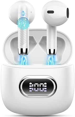 Drsaec Ecouteurs Bluetooth sans Fil, 2026 Écouteurs Bluetooth 5.4 avec 4 ENC Réduction de Bruit Mic 42H Écouteurs sans Fil HiFi Stéréo Basses Oreillette Écran LED Casque Sport IP7 Etanche