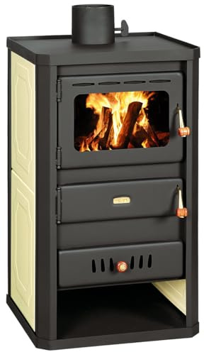 Prity S2 W10 - Stufa a legna con rivestimento ad acqua, 10 kW, riscaldamento centralizzato, certificato CE, bruciatore a legna migliorato, conforme alla norma EN