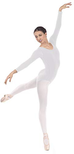 EUROTARD Womens Plus Size Long Sleeve Leotard with Cotton(10265P) -WHITE-4X